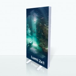 Šviečiantis LED stovas Lumi 2x1 su individualia spauda